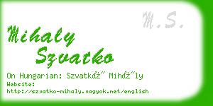mihaly szvatko business card